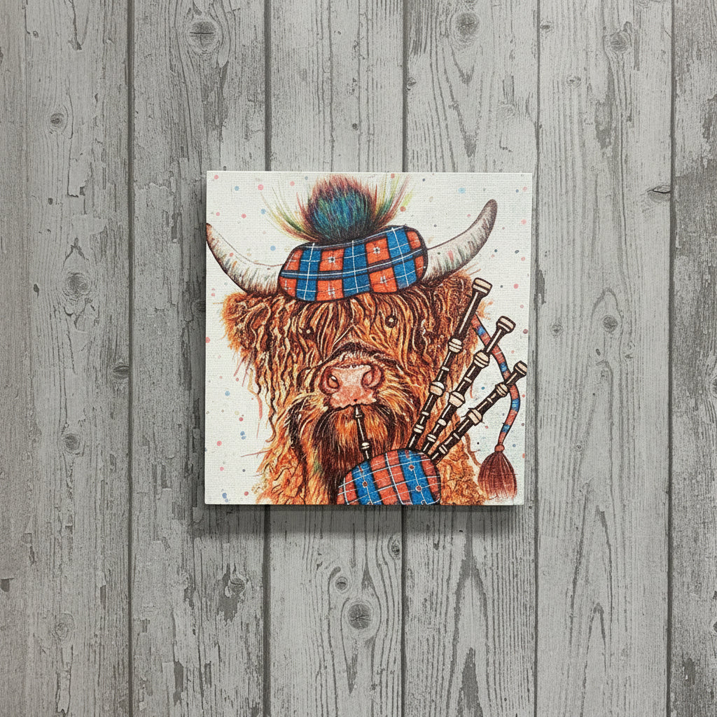 Lone Piper Rustic Wood Panel Prints