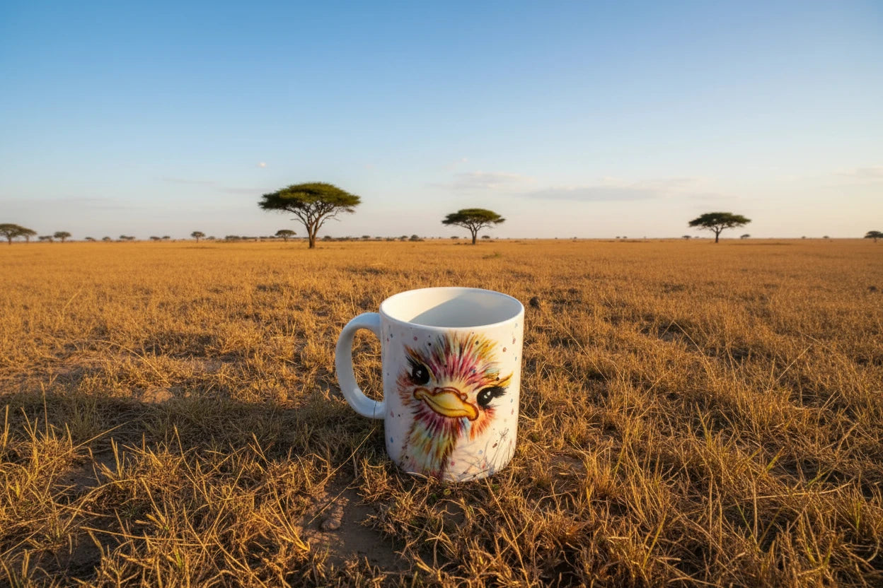 Rainbow Ostrich Ceramic Mug