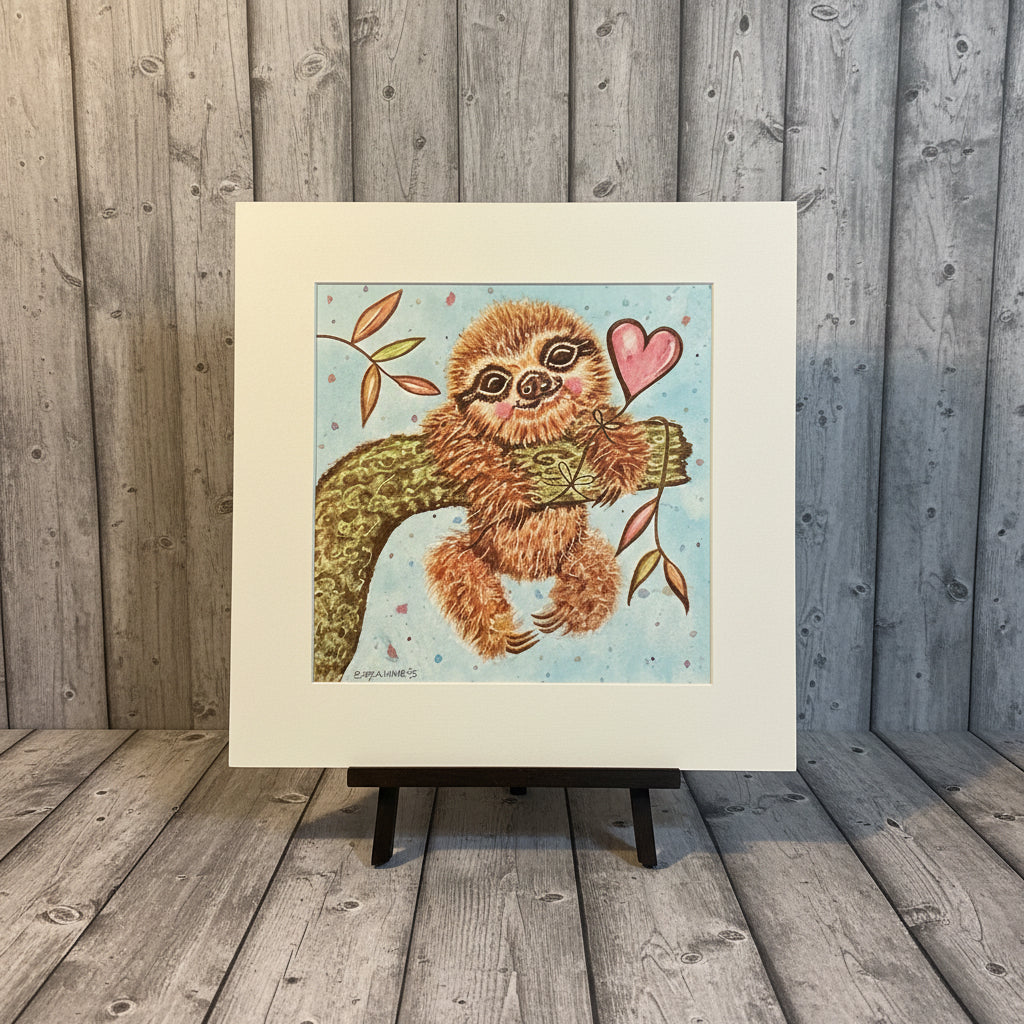 Sloth With Heart Original Watercolour Painting