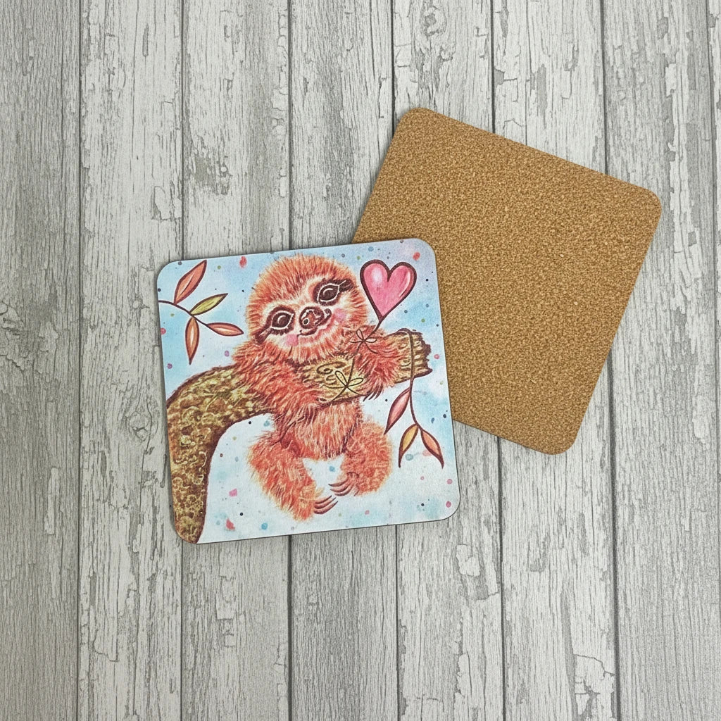 Sloth With Heart Coaster