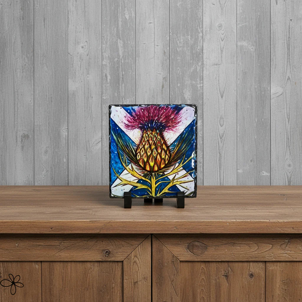 Saltire Thistles Slate Picture