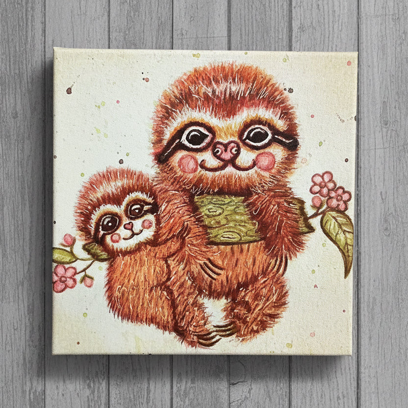 Mother & Baby Sloth Mini Canvas