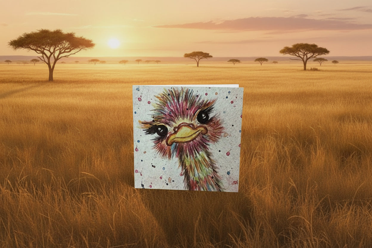 Rainbow Ostrich Greeting Card