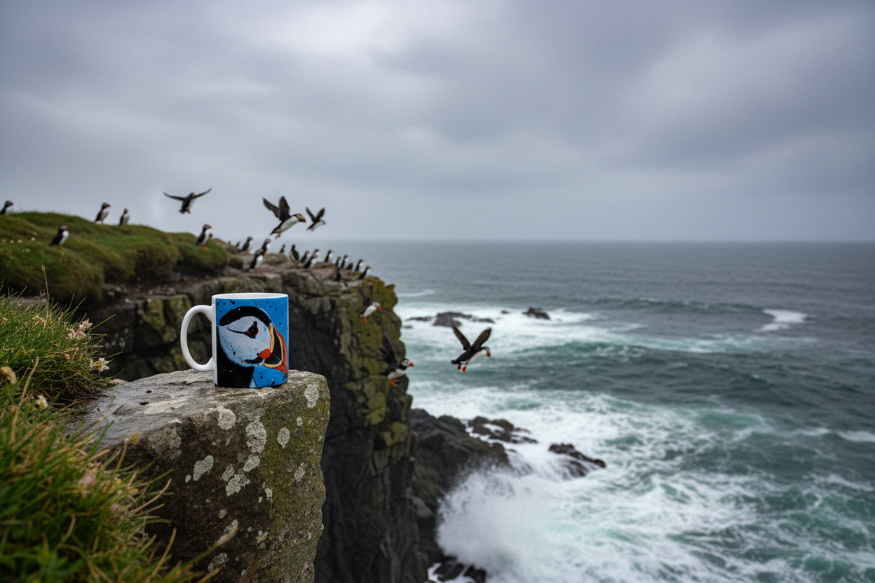 Blue Puffin Ceramic Mug