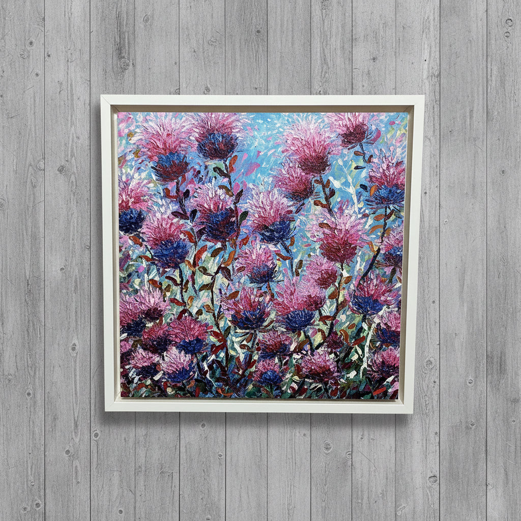 Framed Scottish Thistles Rustic Wood Panel Prints