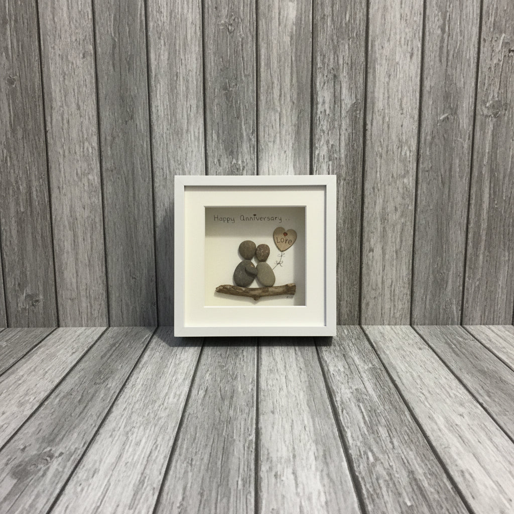 Framed Happy Anniversary Pebble Art