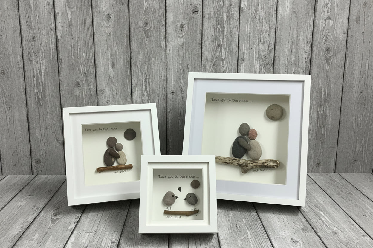 Framed Love You To The Moon And Back Pebble Art