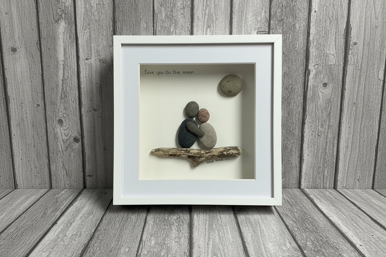 Framed Love You To The Moon And Back Pebble Art