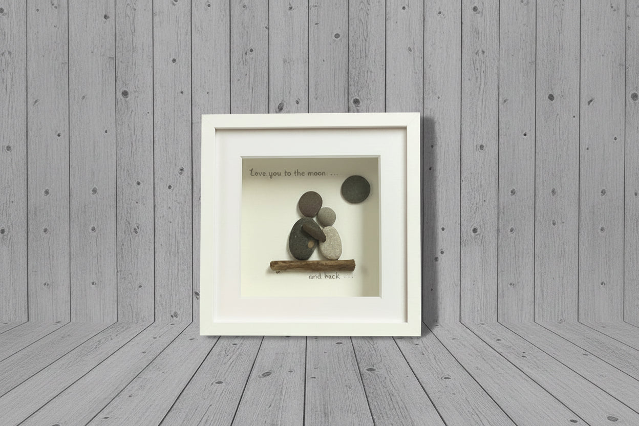 Framed Love You To The Moon And Back Pebble Art