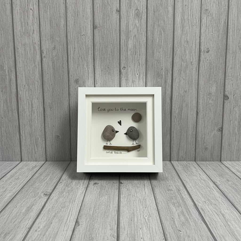 Framed Love You To The Moon And Back Pebble Art