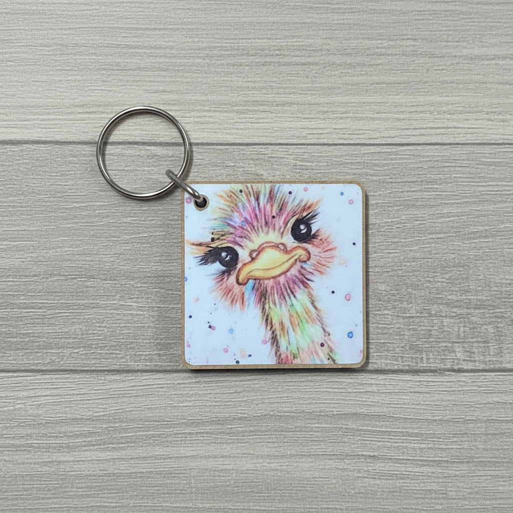 Rainbow Ostrich Keyring