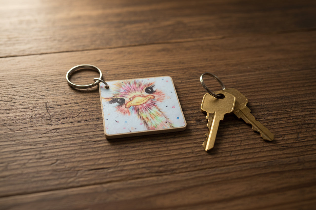 Rainbow Ostrich Keyring
