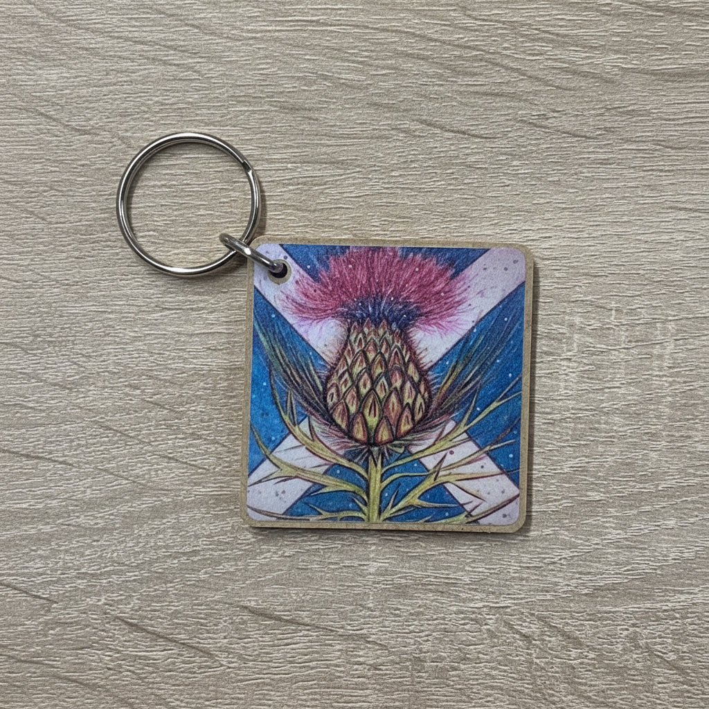 Saltire Thistle Keyring