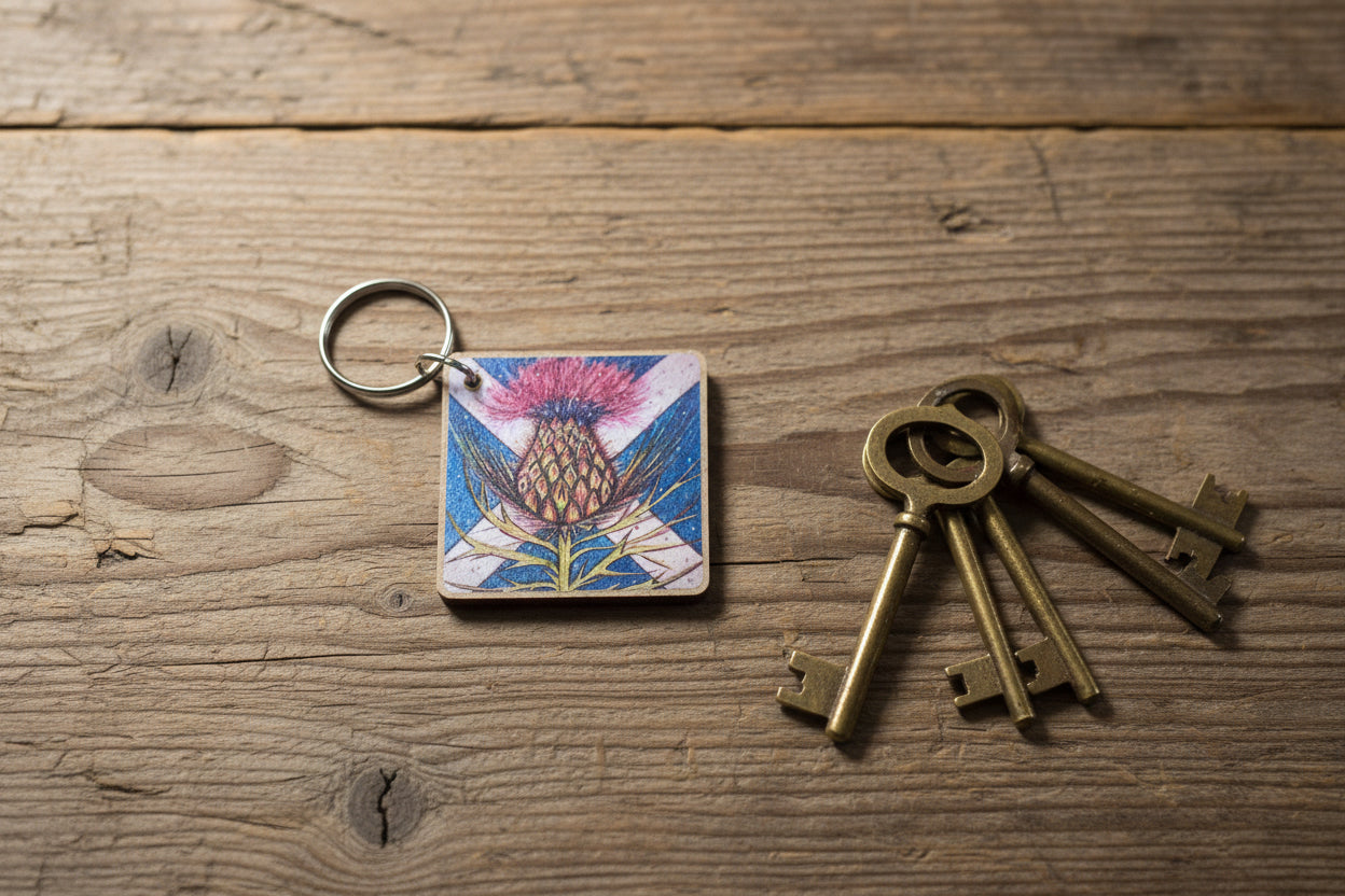 Saltire Thistle Keyring