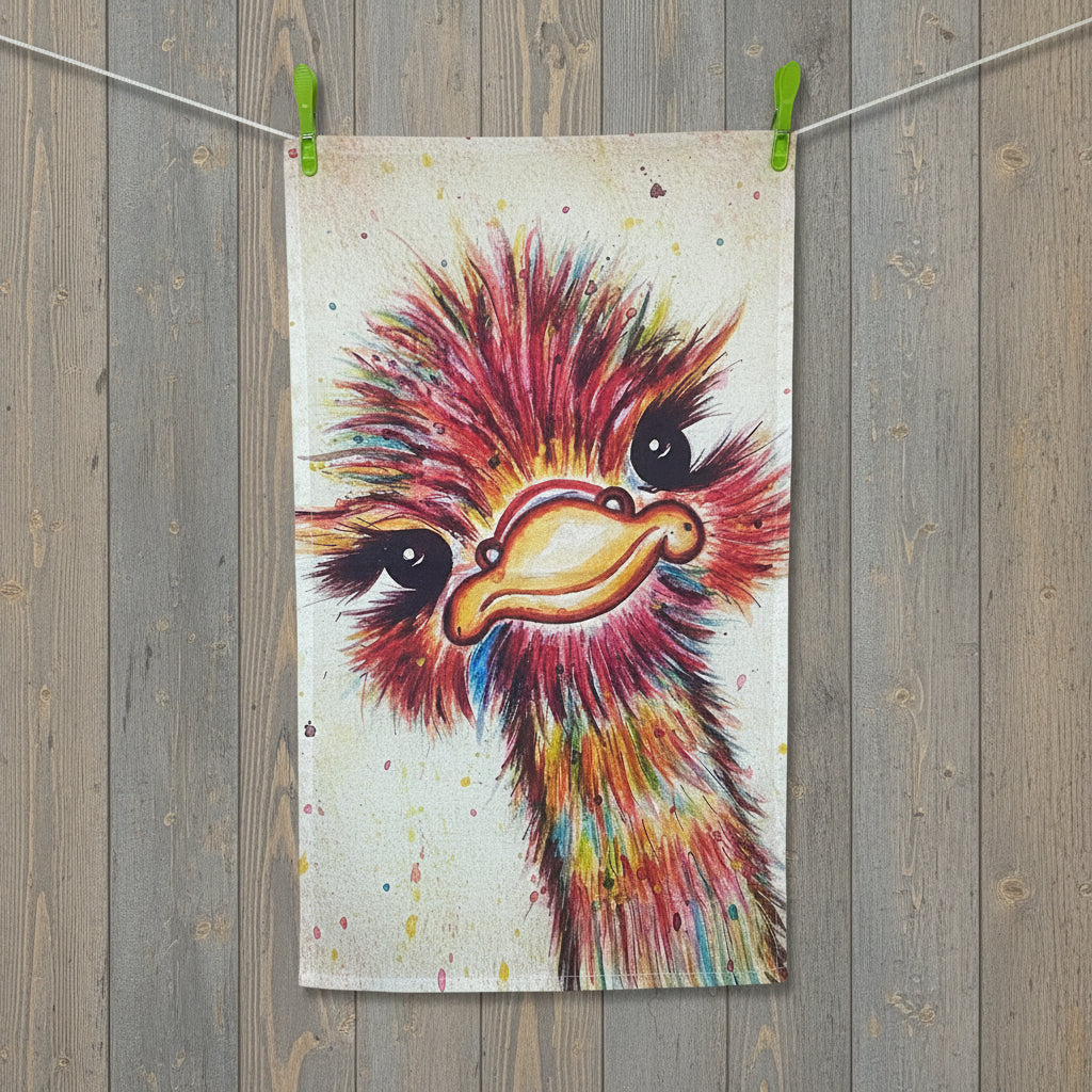 Rainbow Ostrich Tea Towel