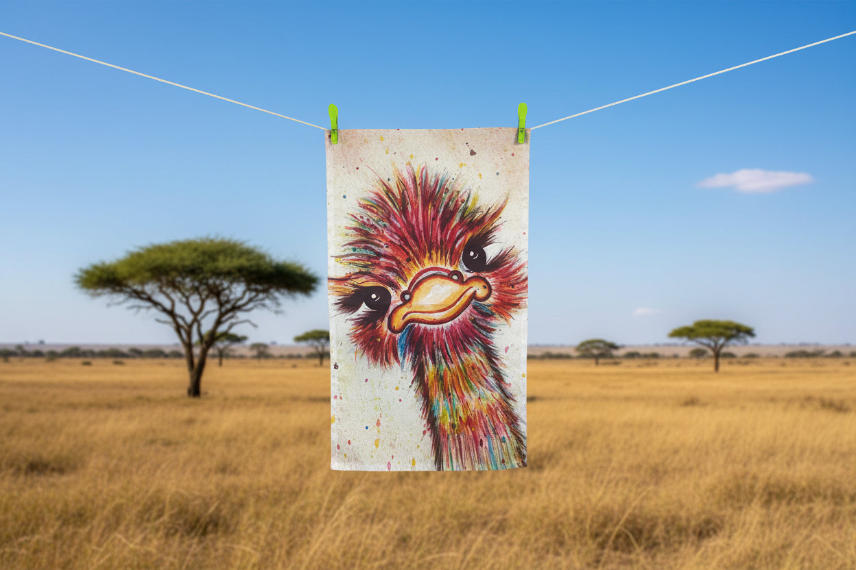 Rainbow Ostrich Tea Towel