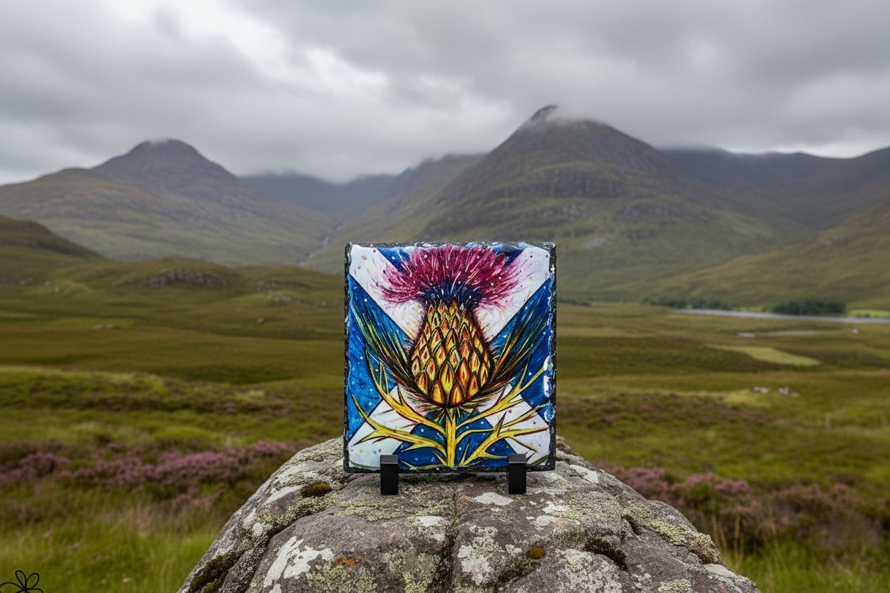 Saltire Thistles Slate Picture