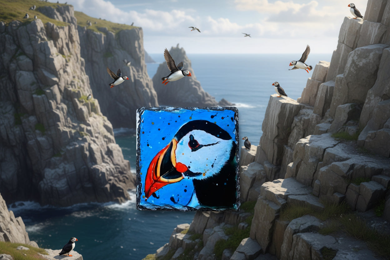 Blue Puffin Coaster